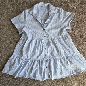 Cotton On Light Blue Striped Babydoll Dress